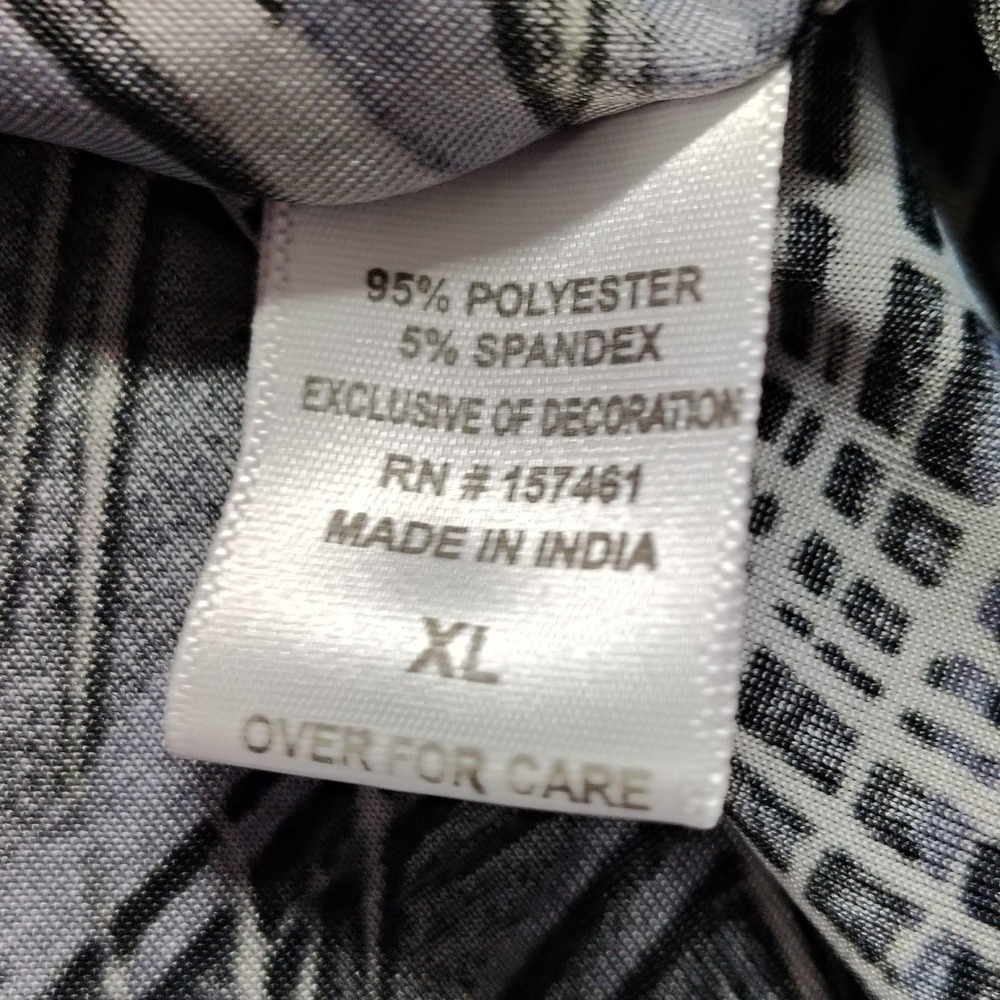 Cathy Womens XL Black Silver‎ Glitter Abstract Split Neck Long Sleeve Knit Top - Picture 6 of 9
